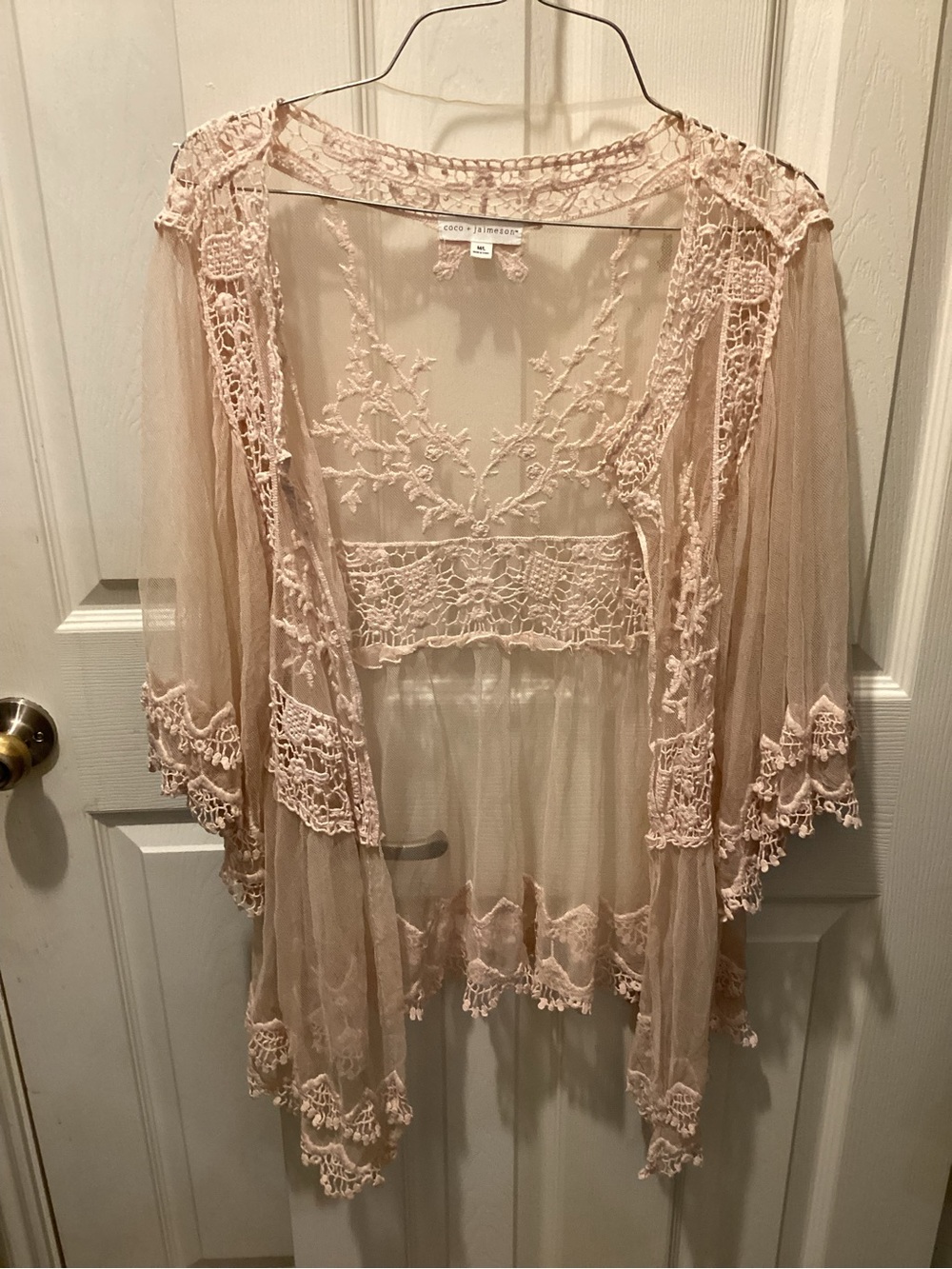 Light Pink Sheer Embroidered Camisole Cover-Up by coco and Jamison